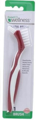 Denture Cleaning Brush, Dual Bristle Heads, with Deep Clean Pick, Assorted Color
