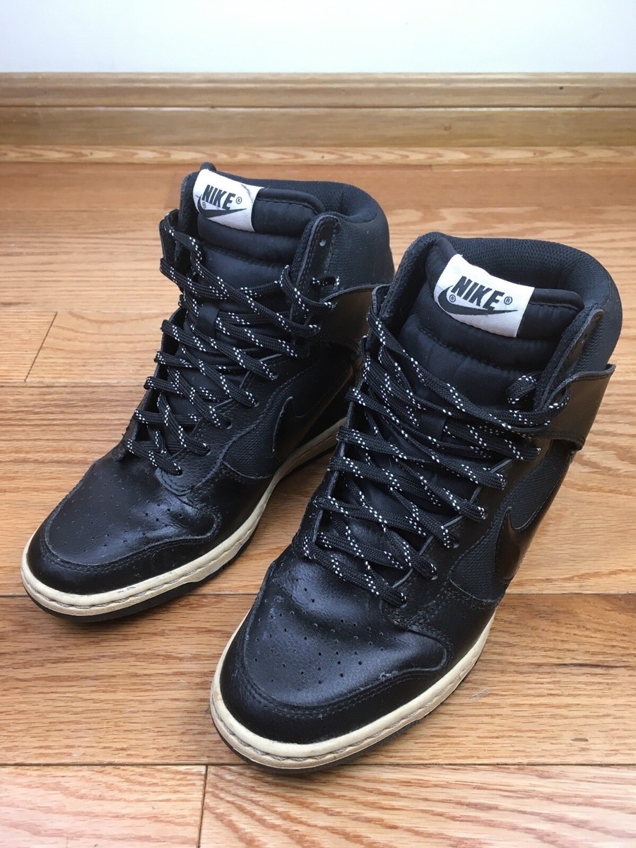 Nike Dunk Sky Hi 644877-008 Hidden Wedge Sneakers Black