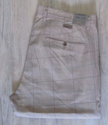 ALBERTO ROB SLIM SMART CHECK HOSE W 31 34 L 32 34 graubraun Col 083 *NEU* 99,95 