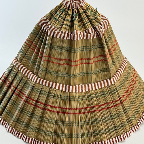 Vintage 1950s Straw Cone Bucket Beach Gardening Hat Japan Foldable Wide Brim