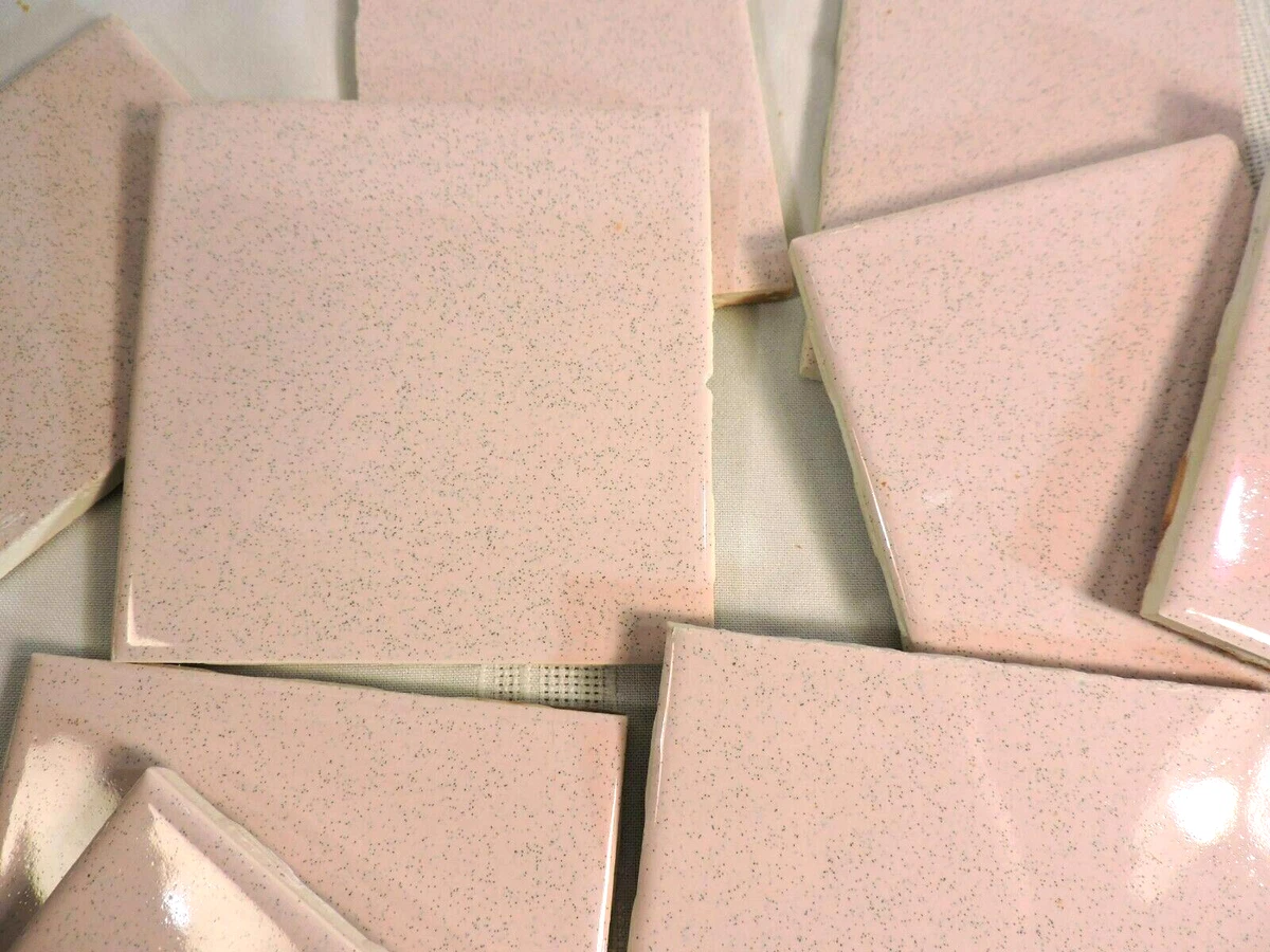 VINTAGE PINK speckled TILE Crafts Cut Scrap 3 LBS Mosaic Art Projects  RECLAIMED