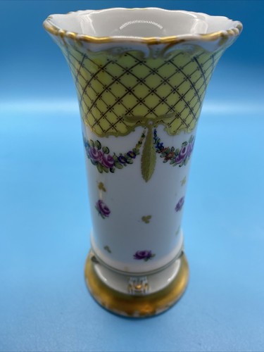 Limoges Signed/Gilt White Porcelain Roses Vase/Hand Painted/Figural Ft/Appraised - Picture 10 of 11
