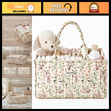Floral Diaper Caddy Organizer - Stylish Nursery Storage Basket Baby Shower Gif