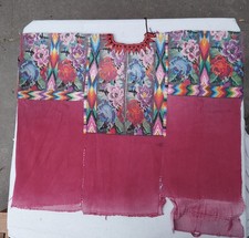 Vintage Guatemalan Huipil Embroidered Tunic Textile Traditional Handwoven Red