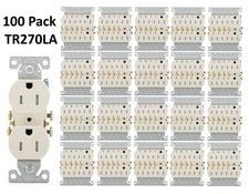 100 Eaton Light Almond TAMPER RESISTANT Duplex Receptacle Outlets NEMA 5-15R 15A