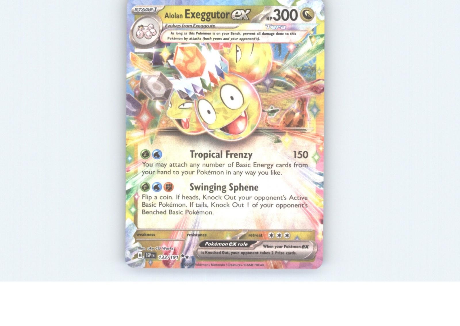 Alolan Exeggutor ex 133/191 Double Rare Surging Sparks Pokemon Holo Near Mint