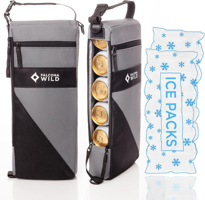 Golf Cooler Bag plus 2 Ice Packs - Keeps Drinks Cold for Hours - Holds 6 Cans -