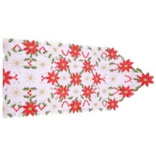 Christmas Embroidered Table Runner, Luxury Holly Poinsettia Table Runner8514
