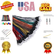 140pcs 7 Colors x 20pcs 12 Volt LED Lights Emitting Diodes Pre Wired DC 12v 5...