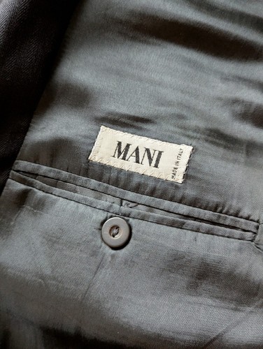 De colección Giorgio Armani Mani x Stanley Korshak Hombres 46R Traje Negro Chaqueta Italia - Imagen 11 de 20