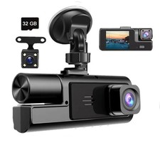 1080P 3 Channel Dash Camera for Car Front and Rear Inside Dashcam Car Video R...