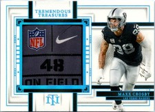 MAXX CROSBY 2023 NATIONAL TREASURES PLATINUM TREMENDOUS LAUNDRY TAG PATCH SP 1/1