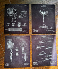 Set of 4 Vintage Tattoo Machine Patent Print Posters Unframed on Paper