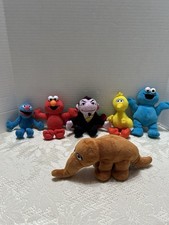 Sesame Street Mini Plush Characters LOT of 6-Snuffy - Count -Grover- Elmo More