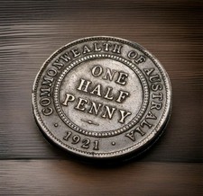 1921 Half Penny Australian PreDecimal Coin KGV Ungraded (Lot 2854)