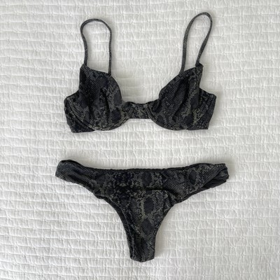 Acacia Swimwear Manhattan / Ho'okipa Bikini Set in Dark Sage Python Size M / L