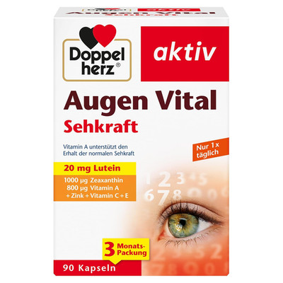 Doppelherz Augen Vital Lutein Zeaxanthin Vitamin A Zink Sehkraft - 90 Kapseln