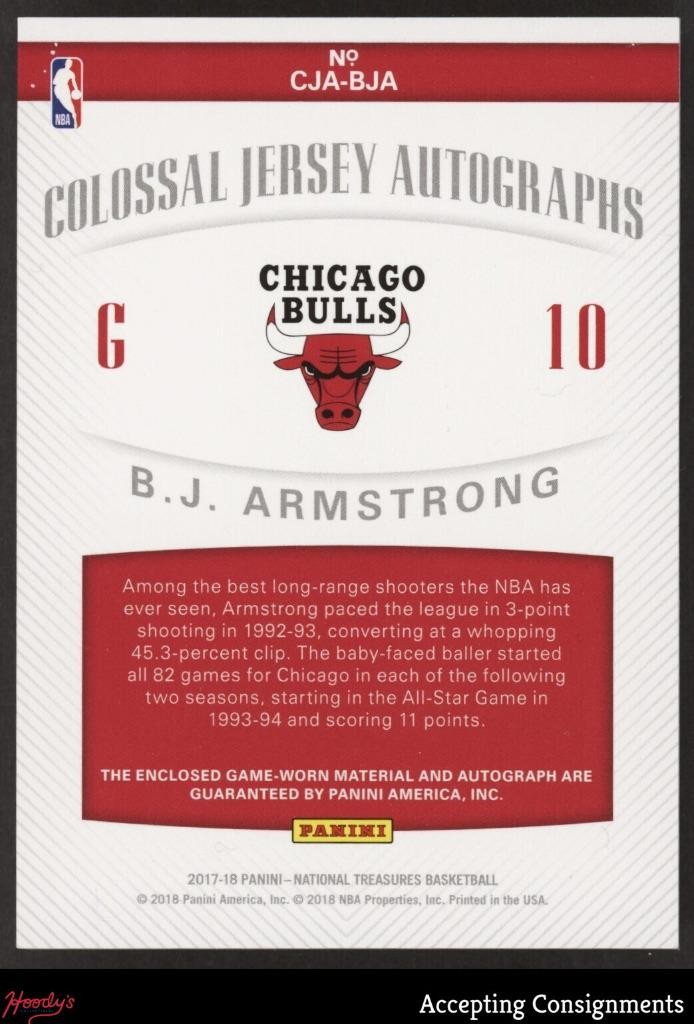 2017-18 National Treasures Colossal Bronze BJ Armstrong GAME USED PATCH AUTO /25 view 2