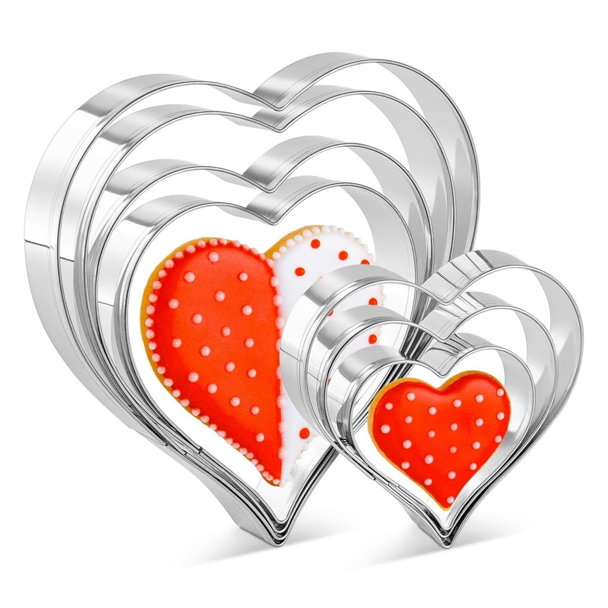 Heart Cookie Cutter Set - 7 Pieces for 1, Silver