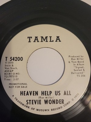 Stevie Wonder - Heaven Help Us All 7'' Record 1970 Tamla Soul Promo 45 RPM