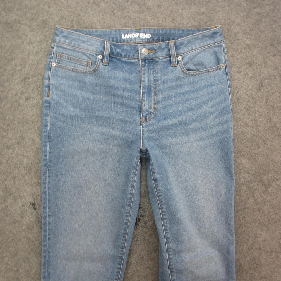 Pantalones de mezclilla Lands' End para mujer 10 altos azul lavado claro ajustados rectos elásticos Foto 2 de 4