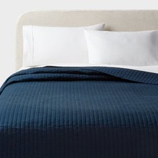 Full/Queen Washed Cotton Sateen Quilt Dark Navy - Threshold