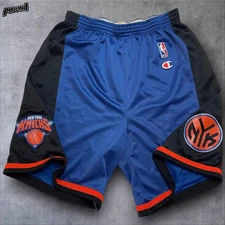 Vintage New York Knicks Shorts Youth XL Blue Black NBA Basketball Champion 90s