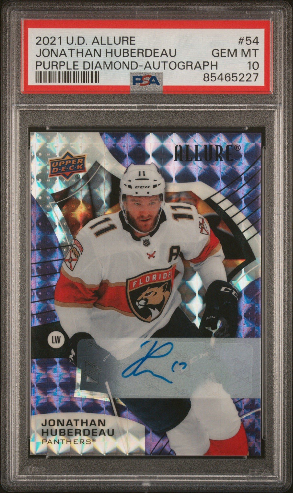 PSA 10 - POP 1 💎 Jonathan Huberdeau 7/10 Purple Diamond Auto 24-25 UD Allure 💎