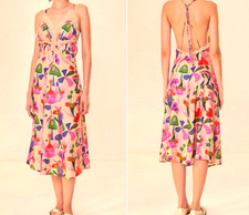 NEW FARM RIO SAND FAIRIES FAIRY MIDI SLIP DRESS MULTI FLORAL PINK BEIGE M