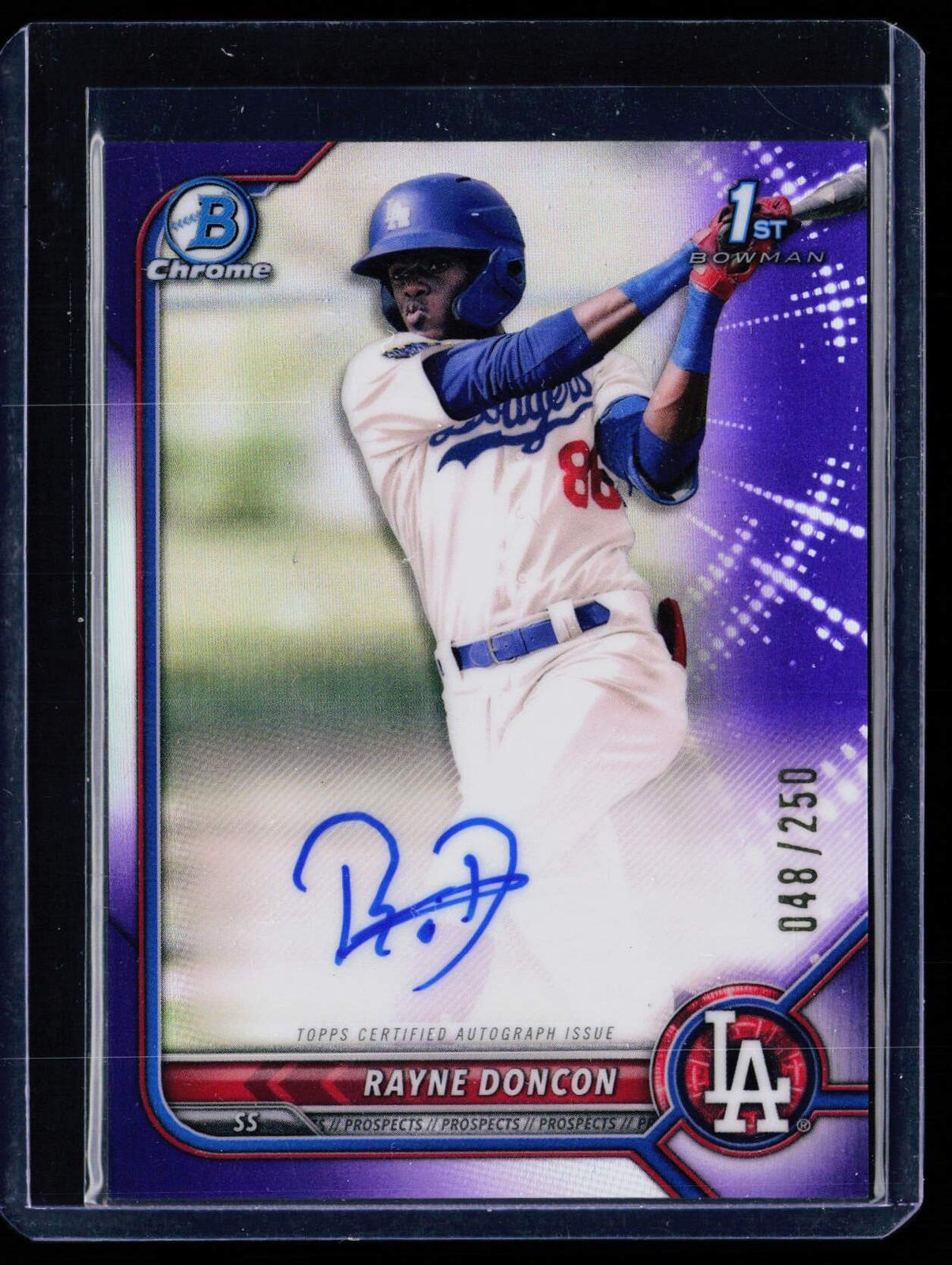 /250 SP 2022 Bowman Chrome Rayne Doncon CPA-RD Prospect Auto Purple Refractor