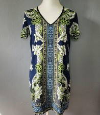 Gorgeous Warehouse green and blue patterned shift dress, size 10