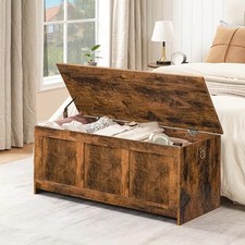 Extra Large Wooden Storage Box with Lid Trunk Smoked Rustic Chest Coffee Tabl