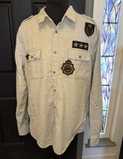Vintage Guess Men  s Layne Twill Military Button Up Shirt Size Large
