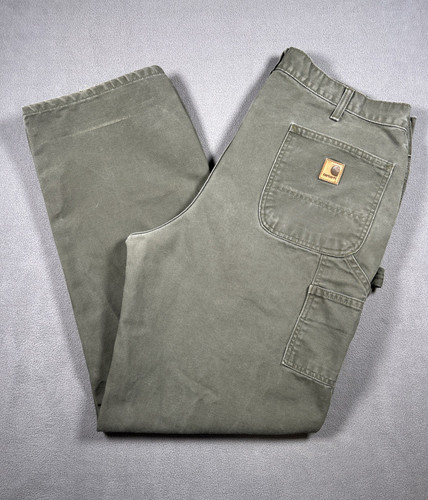 Carhartt, Carhartt B11 MOS Vintage Made In USA Moss Duck Work Pants 38x34* Distressed