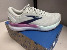 Brook's Women's Ghost 16 White Grey Estate Blue Medium Width Brand NEW