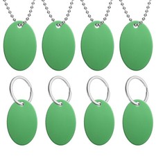 8 blank oval stamp labels, 38mm with chains, green