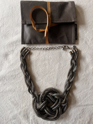 ADOLFO DOMINGUEZ Halskette Kette Collier Metall Silber Signiert Necklace Vintage
