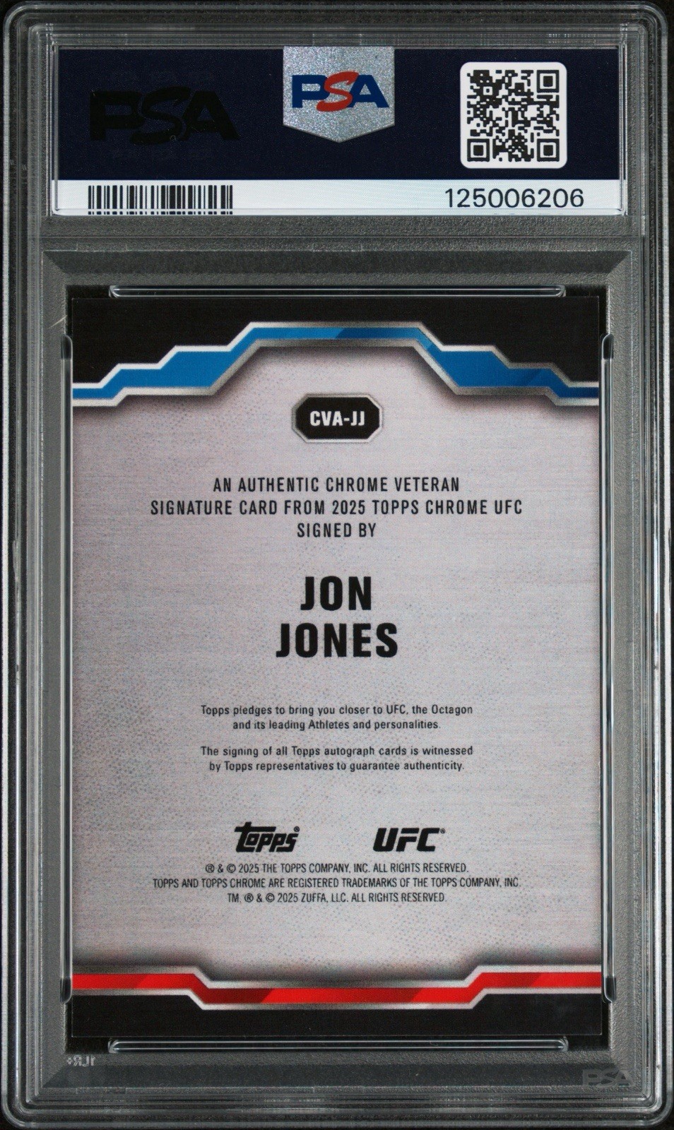 Jon Jones /99 Auto Green Refractor 2025 Topps Chrome UFC Veteran Auto MINT PSA 9 view 2