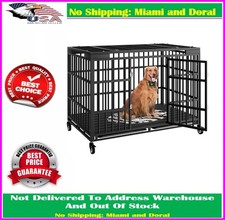 54 Inch Heavy Duty Dog Crate with Wheels,Indestructible Escape-Proof Dog Kennel