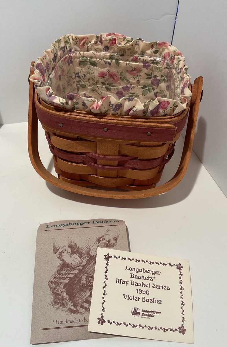 【希少】Longaberger 1994 キャンドルバスケット ライナー付 Longaberger 1990 VIOLET Basket 1st in the May Series Vintage