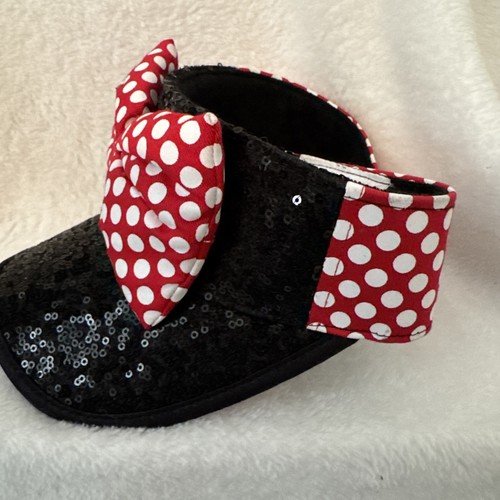 Disney Parks FaBowLous Womens Polka Dot Sequins Minnie Mouse Visor Cap NWT - Picture 4 of 10