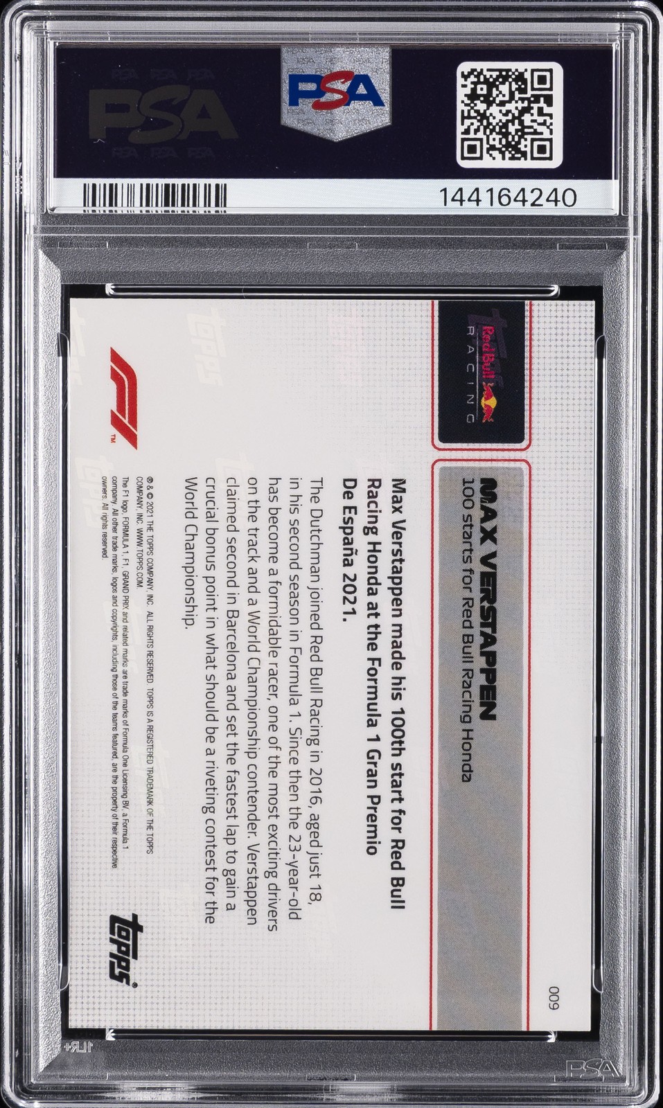 2021 TOPPS NOW FORMULA 1 #9 MAX VERSTAPPEN PSA 10 view 2