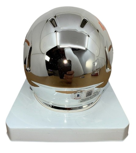 BIJAN ROBINSON SIGNED TEXAS LONGHORNS CHROME MINI HELMET BECKETT COA W450874 - Picture 5 of 9