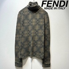 Vintage 90s Fendi ZUCCA all-over print high-neck FF design long-sleeved T-shirt