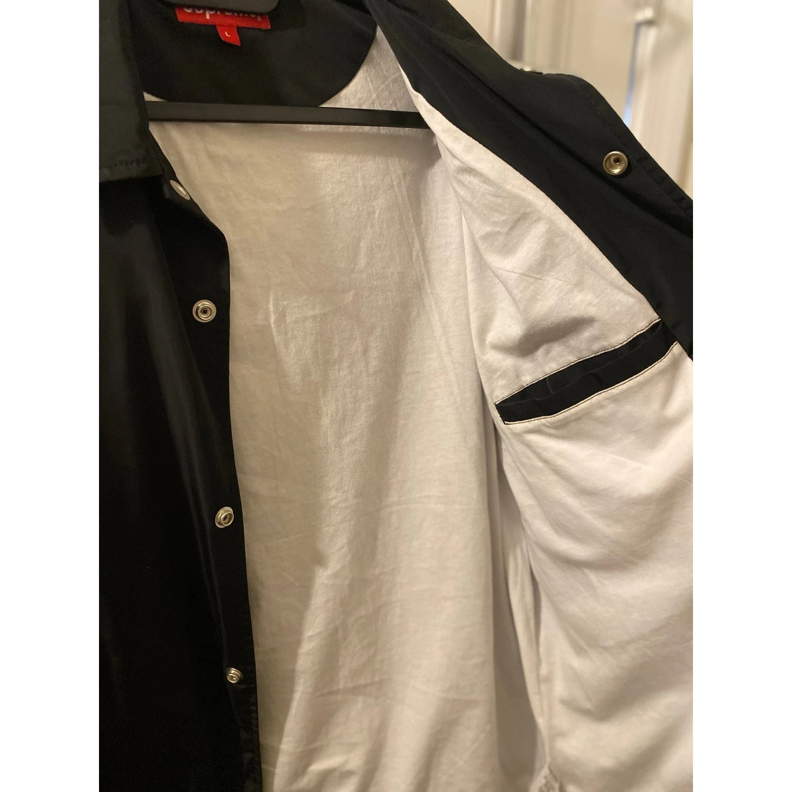 Supreme Big Apple Black Coaches Windbreaker Snap Button Coat Jacket Size Large - product detail image 5