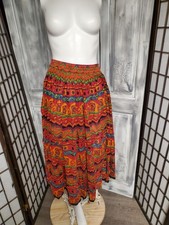 Vtg 80s 90s Broomstick Skirt S-M Cosby Hip Hop Hippie Boho Elastic Pull On