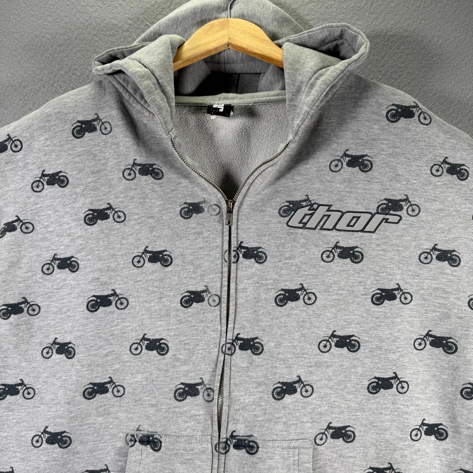 Sudadera con Capucha Thor Motocross De Colección Para Hombres XL Gris Polar Motociclista Peso Pesado Foto 4 de 4