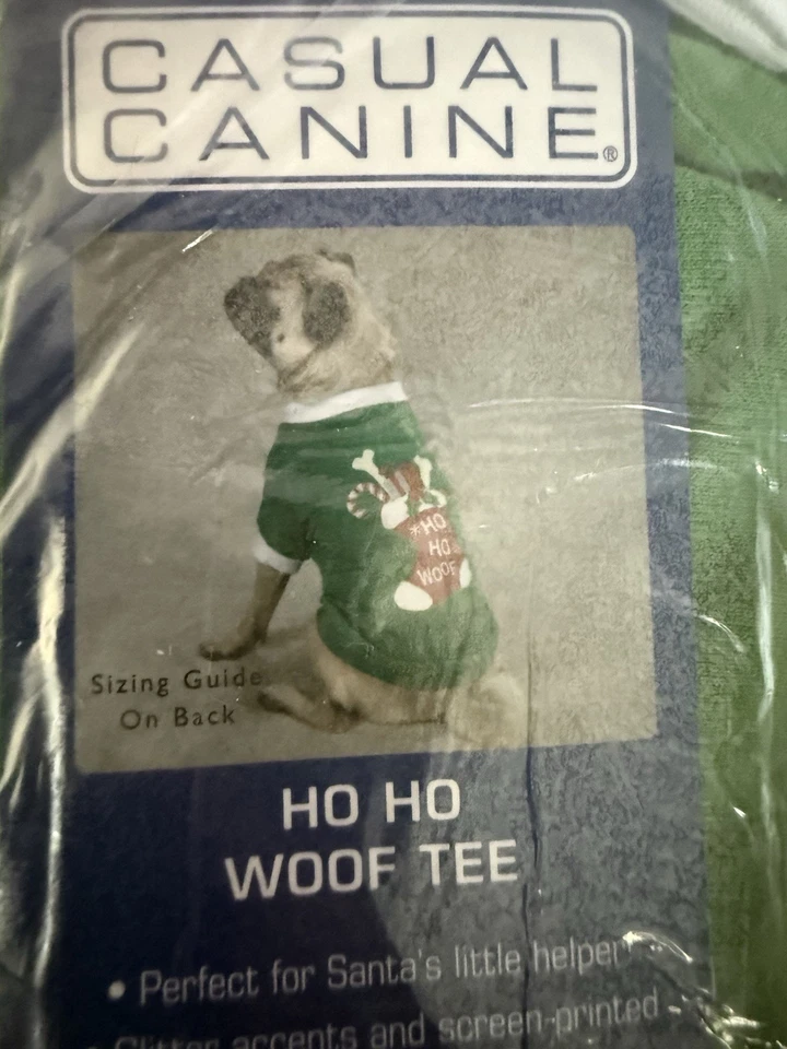 Camiseta Navidad Perro Ho Ho Santa Medias Regalos Verde Pequeña Foto 4 de 4