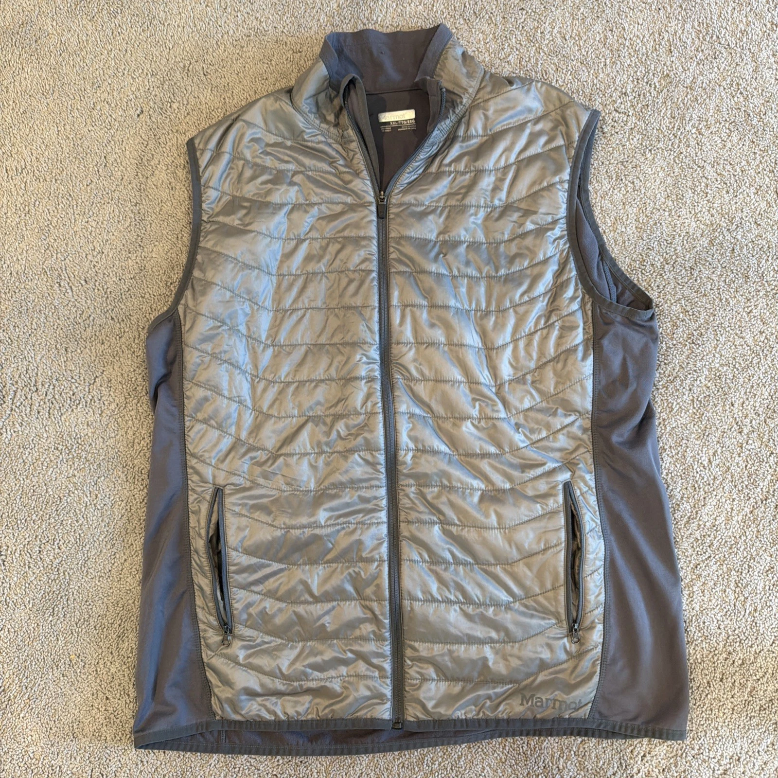Marmot Silver/Grey Variant Lightweight Puffer Vest Insulated Softshell Mens XXL