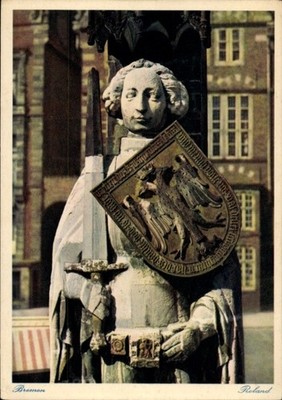 Ak Schnoor Bremen, Statue eines Ritters, Schild mit Adler, Stadt ... - 4976232